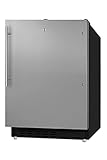 Summit Appliance ALRF49BSSHV 20" Wide Built-in Refrigerator-Freezer, ADA Compliant, Removable Door Racks, 2.68 cu.ft Capacity, Manual Defrost, Interior Light, Right-angle Plug, Adjustable Thermostat