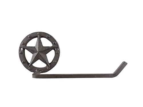 HANDCRAFTED NAUTICAL DÉCOR Cast Iron Lone Star Bathroom Toilet Paper Holder 10"