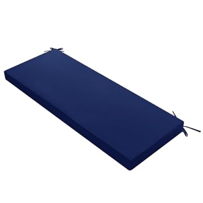 Summsun Outdoor Bench Cushion: Waterproof and Fade Resistant Patio Furniture Cushions - Non-Slip Bench Pad Cushion with Removable Cover for Garden Swing Porch Sofa Settee, 48 x 18 x 3 Inch, Navy Blue