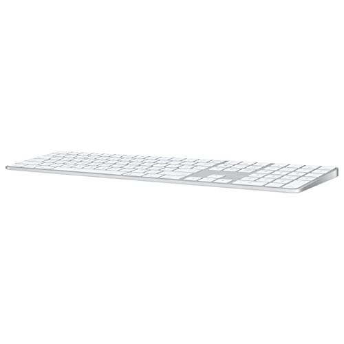Image of Apple Magic Keyboard with Touch ID and Numeric Keypad: Wireless, Bluetooth, Rechargeable. Works with Mac Computers with Apple Silicon; Ukrainian - White Keys