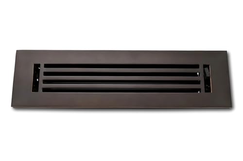 Madelyn Carter 2 x 14 Cast Aluminum Linear Vent Cover with Damper - Oxidized Bronze (Overall: 3.75 x 13.75) | Floor Register - Wall Register