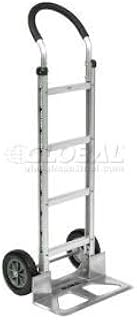 Global Industrial Aluminum Hand Truck Curved Handle, Mold-On Rubber Wheels