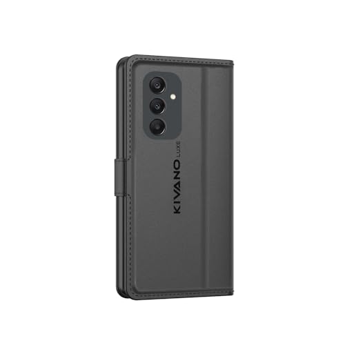 Image of KIVANO LUXE Compatible for Samsung Galaxy A56 5G Luxury Handmade Leather Magnetic Flip Folio Case | Card Holder & Kickstand | Slim Protective Cover | Unisex - Black