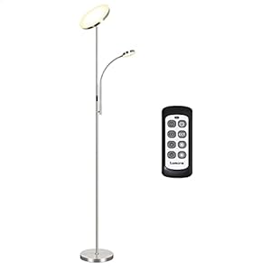 Tomons Lampadaire sur Pied Salon, Lampadaire LED Dimmable en continu, Lampadaire Télécommande avec Lampe de Lecture Réglable, 3 Températures de Couleur, Lampe sur Pied pour Salon, Chambre, Bureau, 30W
