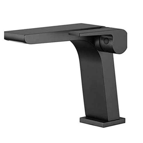 Grifo cascada baño monomando de latón negro para agua fría y caliente
