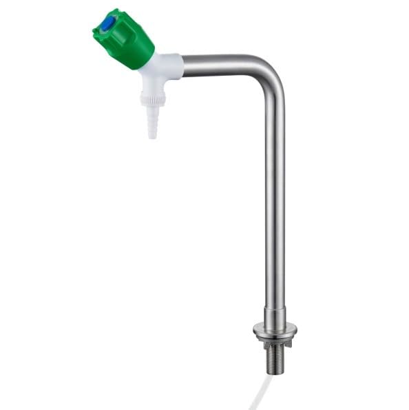 Hochwertig Einzelauslauf Laborarmatur 304 Edelstahl Reinstwasserhahn mit grünem Griff für Schul- und Universitäts-Chemielabor