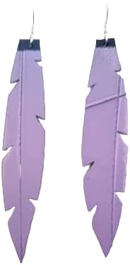 Light Purple Long Feather Earrings, Repurposed Bike Tube Jewelry
