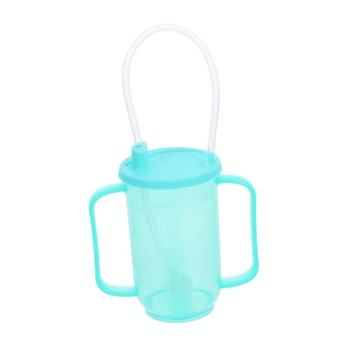 Ipetboom 高齢者 用ウォーターカップ 高齢者フィーダー ベビーシッピーカップ 無効なカップ ウォーターカップハンドル ハンドル付きシッピーカップ 病院の水筒 シリカゲル Sky-blue