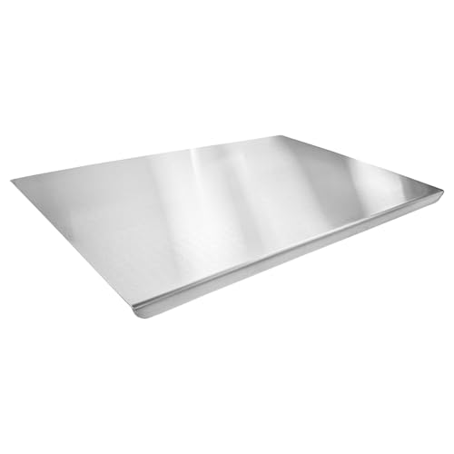 Argon Tableware Stainless Steel Counter Edge Chopping Board with Lip - 60 x 40cm - 1x Large Metal Non-Slip Kitchen Worktop Saver Protector Food Cutting Serving Tray for Meat, Pizza, Cheese