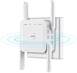 WiFi Extender Booster Repeater for Home & Outdoor, Super Booster 1200Mbps(6000sq.ft), WiFi 2.4&5GHz Dual Band WPS WiFi Signal Strong Penetrability, 360° Coverage, Supports Ethernet Port