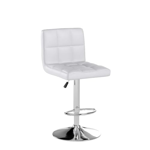 Image of Homall Bar Stools Modern PU Leather Adjustable Swivel Barstools, Armless Hydraulic Kitchen Counter Bar Stool Extra Height Square Island Barstool with Back Set of 2 (Leather, White)