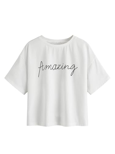 SOLY HUX Girl's Summer Letter Graphic Tees Casual Crew Neck Short Sleeve T Shirts