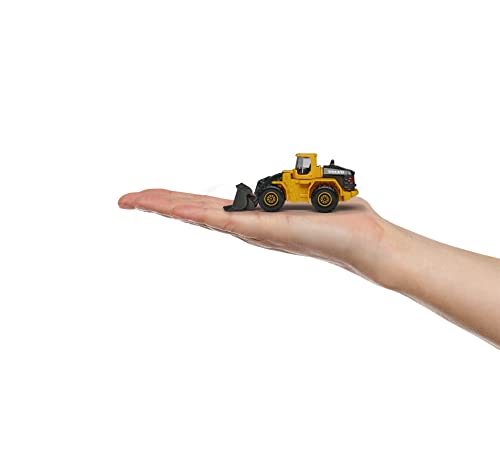 Majorette – Volvo Baustellenfahrzeuge 4er Geschenkset – Bagger, Radlader, Kipplaster, Knicklenker, Spielzeugautos aus Metall, für Kinder ab 3 Jahren, Schwarz/Gelb
