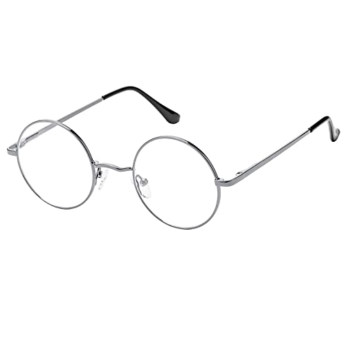 Image of Vintage Round Metal Glasses Frame with Clear Lens, 2 Pack Women Men Non-Prescription Eyeglasses