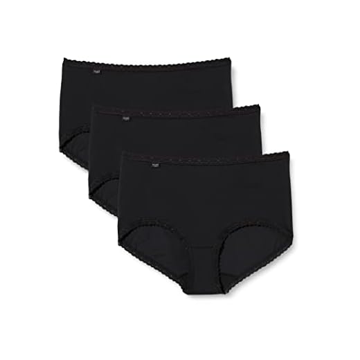Sloggi Damen Slip, 3er Pack 24/7 Cotlac MD3P Schwarz (Black 04), 48