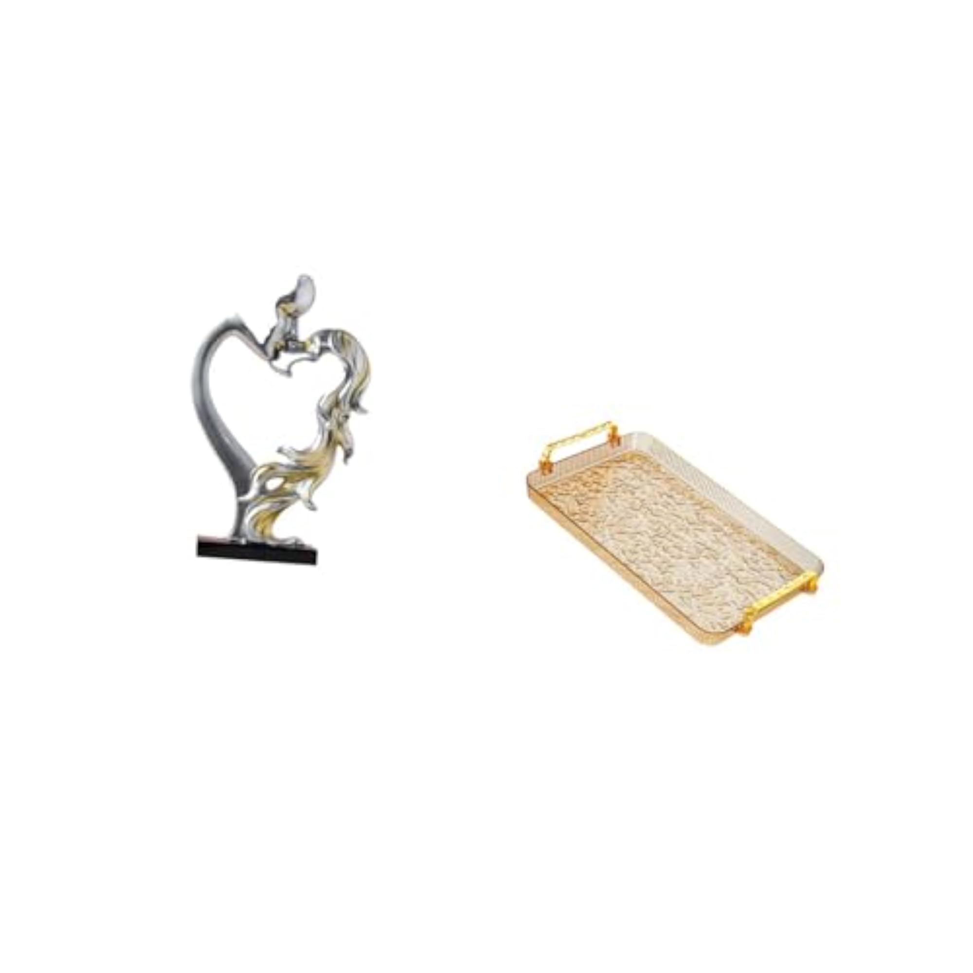 Romantic Couple Figurine Jewelry Tray with Handle