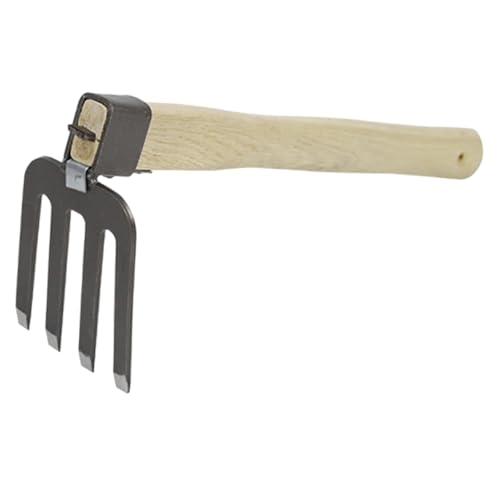 IWOWHERO Rastrello da Giardino in Acciaio Manico in Legno, Piccolo Attrezzo Manuale per Coltivazione e Diserbo, Leggero e Portatile per Giardinaggio Domestico e Attività All’aperto