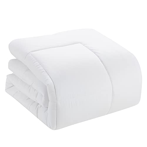Sweet Home Collection 5 Piece Comforter Set Bag Solid Color All Season Soft Down Alternative Blanket & Luxurious Microfiber Bed Sheets, White, Twin XL