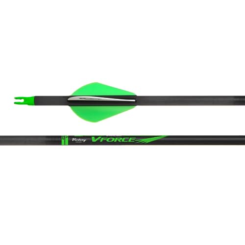 Victory Archery VForce 0.245' Standard Diameter Hunting Arrow (Spine: 400, 6 Pack Vane Fletched, Straightness ± 0.003 - Gamer - Green)
