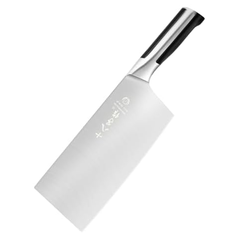 SHI BA ZI ZUO Meat Cleaver Knife,Stainless Steel Butcher Knife with Ergonomic Handle,Professional Kitchen Knife for Home Kitchen and Restaurant Cover