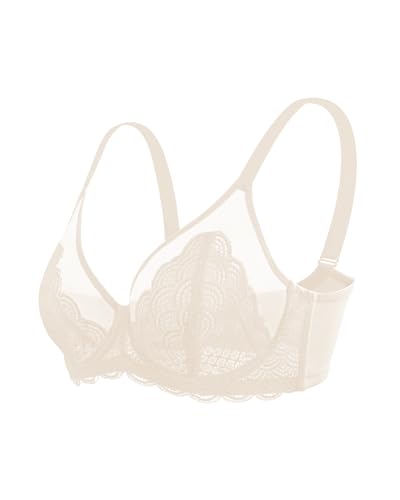 Image of HSIA Minimizer Bras for Women Large Bust Full Coverage Lace Plus Size Bra - Mermaid Scales