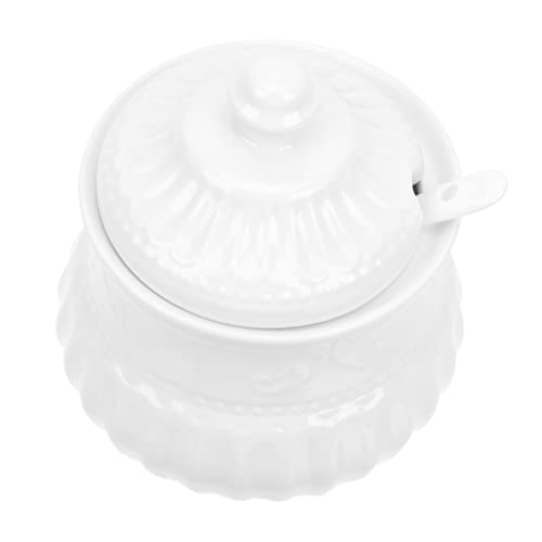 GRIRIW Sugar Pot Tea Seasoning Cans Sealed Container Containers with Lids Coffee Bean Container Candy Containers Sugar Bowl with Lid Airtight Container for Food White Ceramics