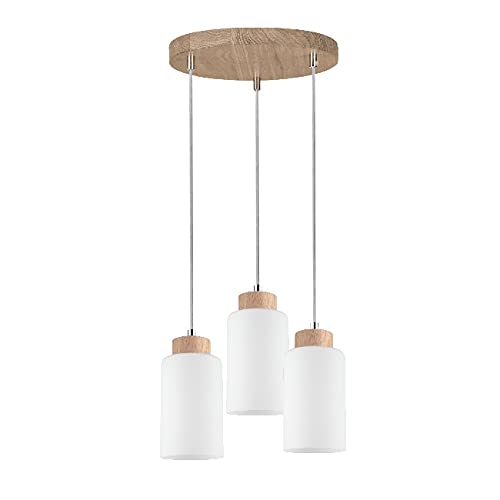 Lustre en bois et verre blanc Homemania 30x30x100 cm pour plafond
