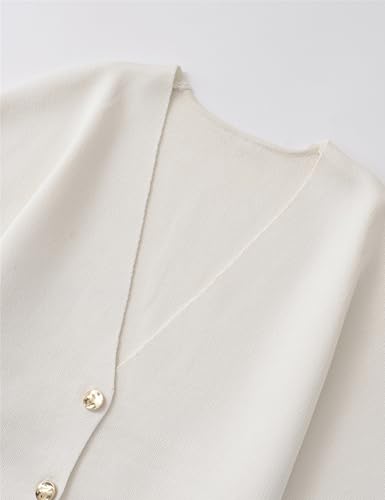 Wanzetaly Womens Oversized Cardigans Short Sleeve Lightweight Button V Neck Casual Knit Sweater Outerwear3