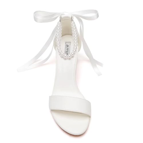 Pearl Wedding Shoes Open Toe Block Heel Wedding Sandals Chunky Heel Bridal Shoes2