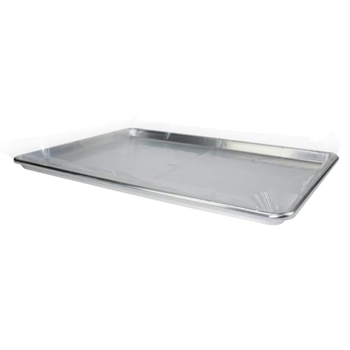 PanSaver Hotel Clear Sheet Pan Liners for Easy Clean Up - Disposable Buffet Pan Liners, Ovenable up to 400F (Half Pan - Deep - 34 x 12 IN)
