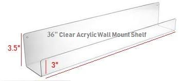 Miniatura 2 de Estantería flotante de acrílico transparente de 36 pulgadas, estantería para niños, estante invisible para especias, juego de 2 estantes