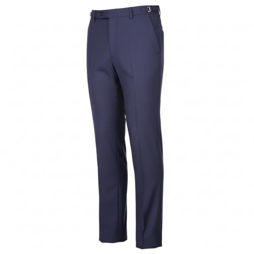 Image of Boys Slim Fit Cotton Trousers | Soft Durable School Wear Pants | Terri Cot Blue Slim-Fit for Boys