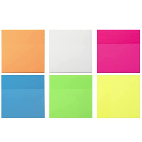Yubx Transparent Sticky Notes Set 6 Packs Clear Solid Colors Translucent Notes Pads Writable Memo Waterproof Self-Adhesive For Reminder Planner Message School (3" X 3") #TOP4