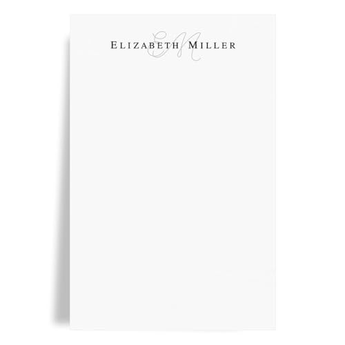 Personalized Notepad with Monogram Design, Simple 50 Sheet Minima...