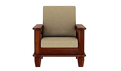 Image of Sheesham Wood 5 Seater Sofa Set for Living Room Furniture 3+1+1 Wooden Guest Room Sofa Set (Honey Finish)