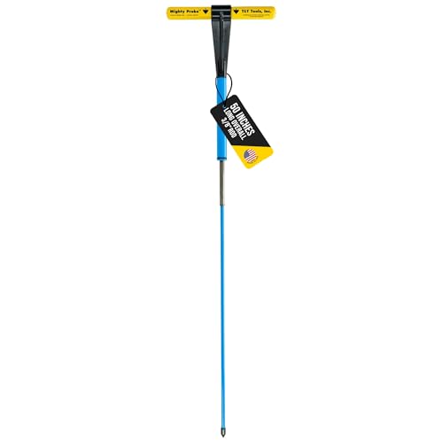 T&T Tools Mighty Probe with Slide Adapter Insulated Metal Soil Probe Ground Probe Rod with T-Handle Septic Tank Locator Soil Sampling & Compaction Tester - 50 Inch Length 3/8 Round Rod