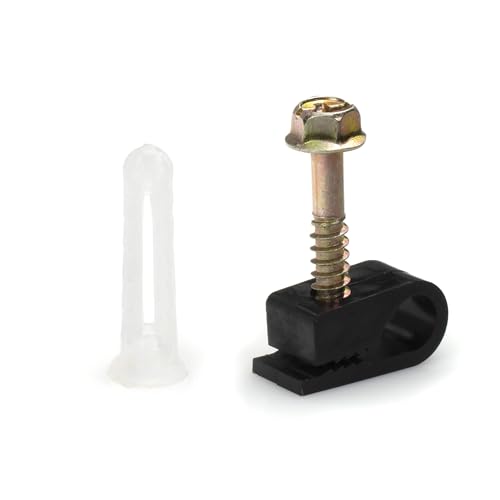 THE CIMPLE CO Ribbed Plastic Conical Anchors and Black Cable