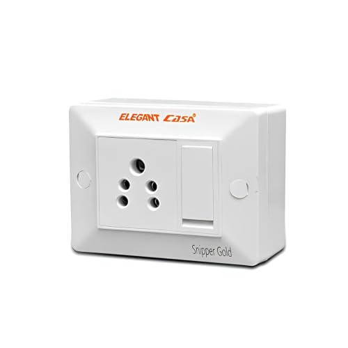 Image of Elegant Casa 6 Amp Electric Extension Board with Cord 1 Socket with Individual Switch Light and Small Appliances with 6 Amp Plug Top 3 Core 1.5 Mm, PTC Connector