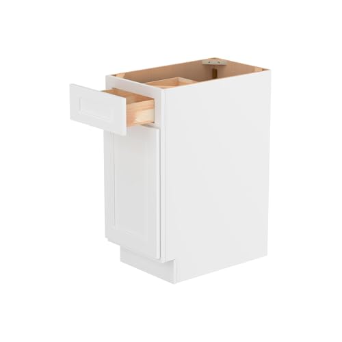 Image of Furinno Shaker Drawer Base Kitchen Cabinet with 1-Door, Ready to Assemble, 24 D x 15 W x 34.5 H, White