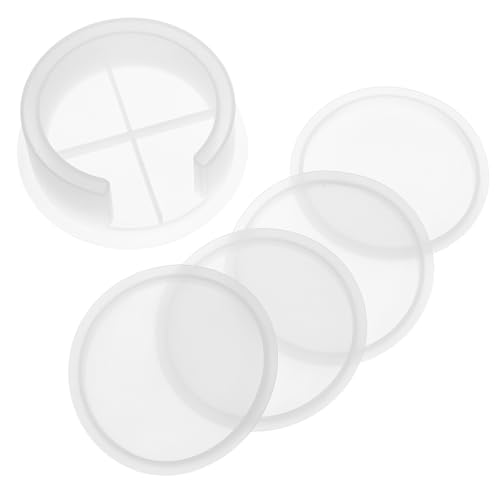 Operitacx 5個 滴?樹脂用シリコンモールド点 簡単で丸型コースター トレイ作成 家向け創作キット 再利用可能なエポキシ鋳造型