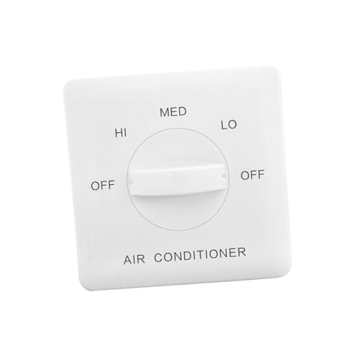 Kisangel Interruptor de Control de para Bobina de Ventilador de Aire Acondicionado Panel Ajustable de Tres Velocidades Carcasa Abs Resistente y Ignífuga Uso Sistemas Centrales