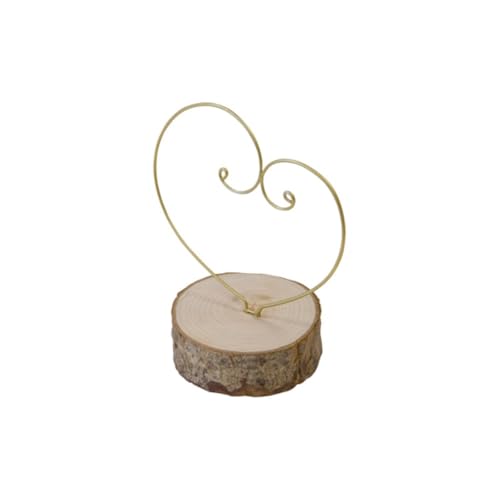 HOBI Porte-Alliances rondin en Bois et Coeur Métal 12cm