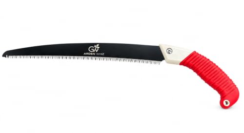 Garden Whiz Heavy Duty Pruning Hand Saw for Wood & Branch cutting | High Carbon Steel Blade, Cushioned Red Handle, Triple Cut Blade, Strong Safety Cover, Manual Garden Saw for Wood Cutting & Gardening