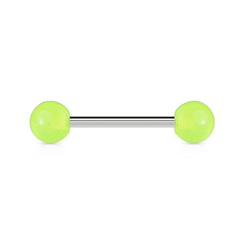 Piercing Langue Fluo Phospho Acier Chirurgical Inoxydable Anti Allergique Barbell GORDON Jaune LOVEPIERCING