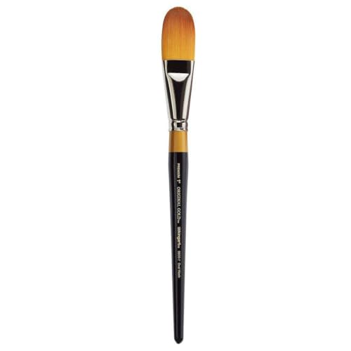 Image of KINGART Premium Original Gold 9600-1 /2 Oval WASH /Glaze Series Artist Brush, Golden Taklon Synthetic Hair, Short Handle, for Acrylic, Watercolor, Oil and Gouache Painting, Size 1 /2 inch