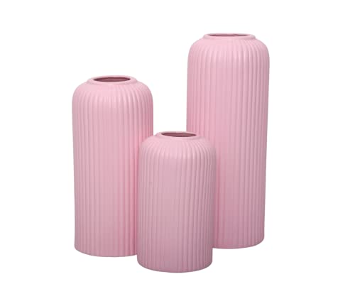 Image of KREATIVE ART'S Pink Flower Vase for Home Decoration, Ceramic Vases for Home Decor, Home Decor Items for Living Room, (Pink Vases -Set of 3 pcs)