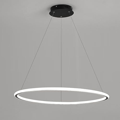 Mjsdjof Lámpara colgante minimalista moderna, lámpara colgante de anillo de aluminio con pantalla acrílica, lámpara de araña LED para comedor, lámparas colgantes circulares de metal negro, luz de tech