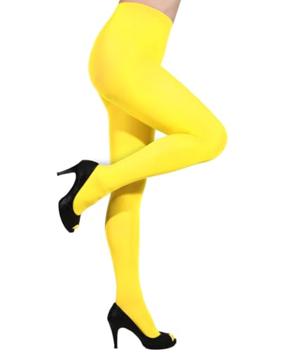 Image of Women's Opaque Tights - 80D Soft Control Top Elastic Colors Fashion High Waist Footed Pantyhose.
