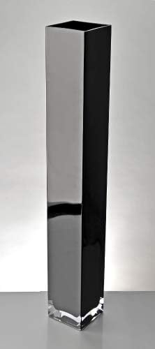 Handmade Glass Tall Conical floor cylinder Column cubic vase black centrepiece 16"/40 cm H