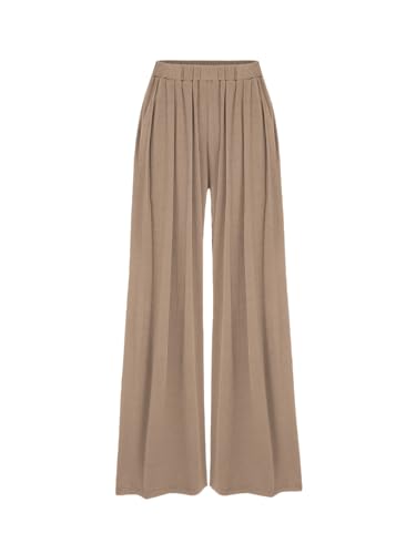 CIDER Petite Solid Elastic Waist Wide Leg Pants